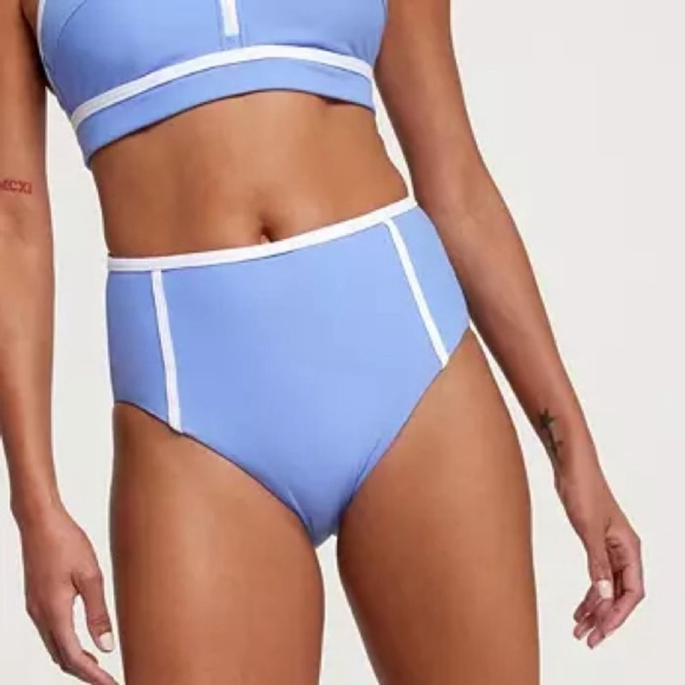 Calia high waist bikini blue piped bottom size xl sw15